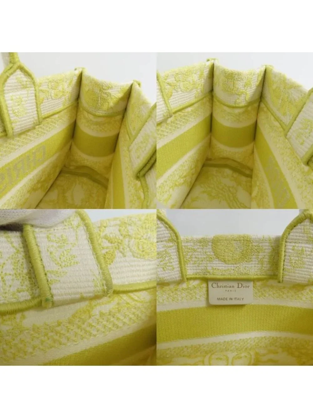 Christian Dior Book Tote Mini M1255 Zecq Handbag Yellow Canvas - Picture 6 of 10